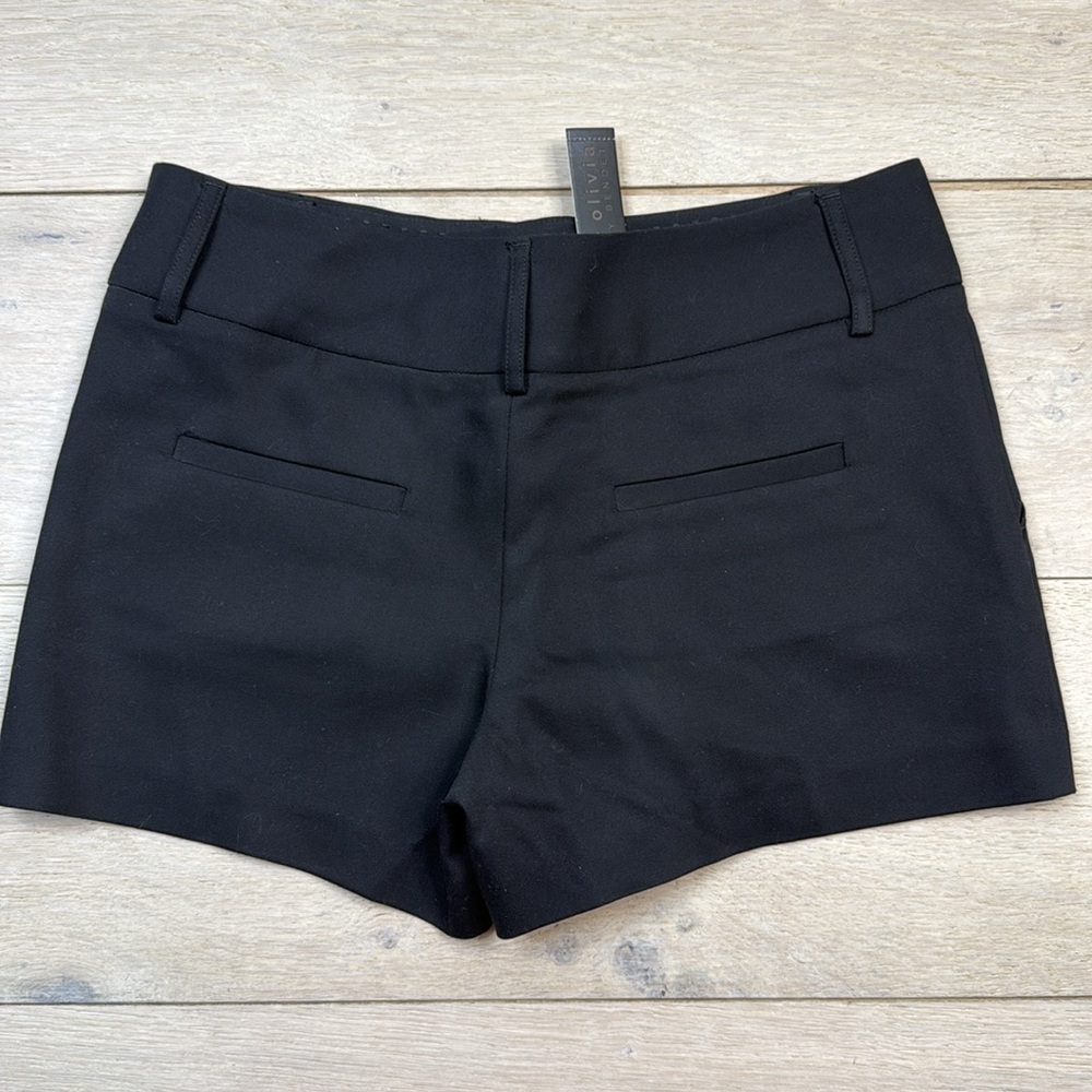 Alice + Olivia Mara Flat Front Satin Shorts In Black - Picture 9 of 9